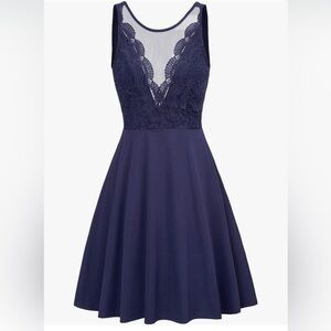 Elegant Navy Lace Dress